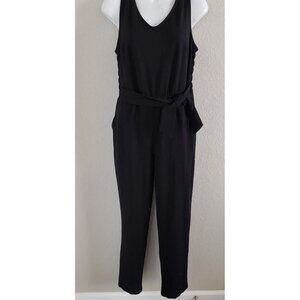 Liz Claiborne Woman Size S Black Sleeveless Smocked Back Jumpsuit Romper